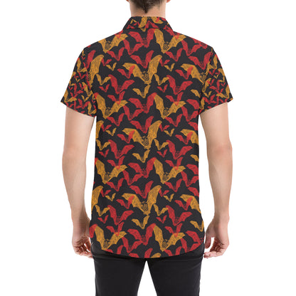 Bat Pattern Print Design 01 Men's Short Sleeve Button Up Shirt