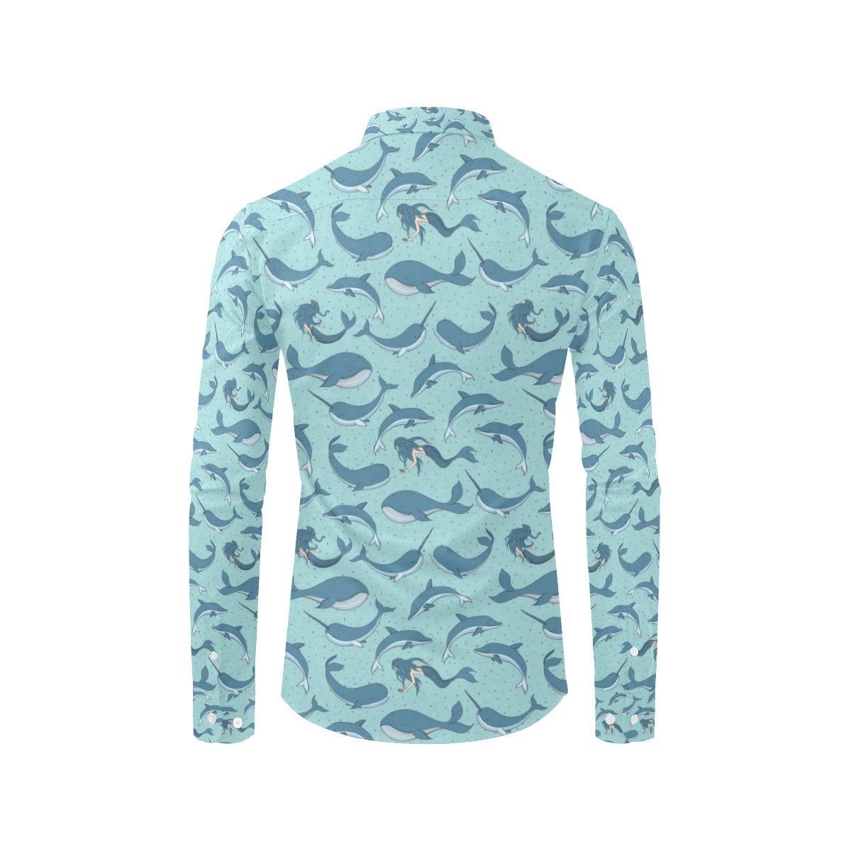 Narwhal Themed Print Men's Long Sleeve Shirt