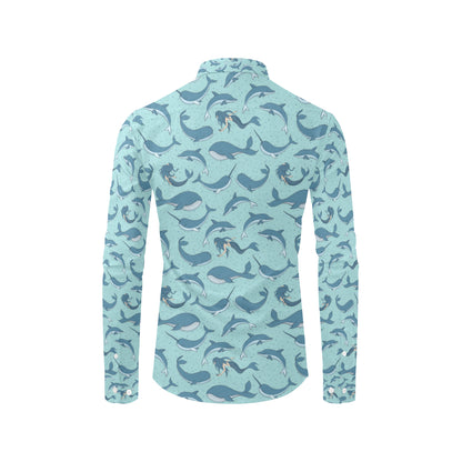 Narwhal Themed Print Men's Long Sleeve Shirt