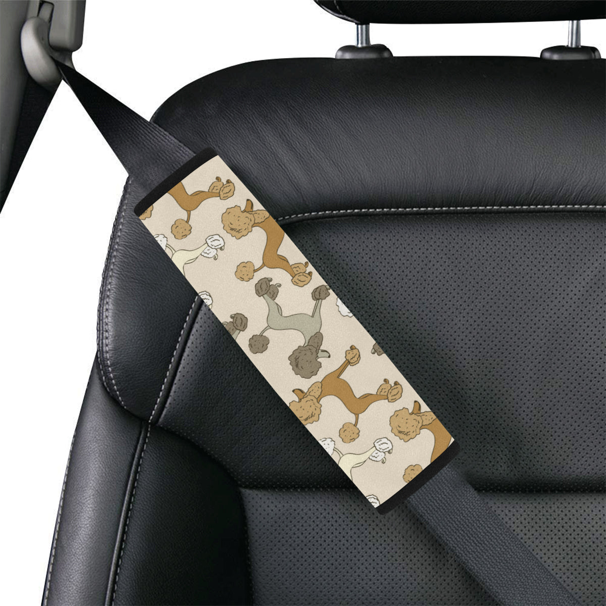 Poodle Pattern Print Design A01 Car Seat Belt Cover