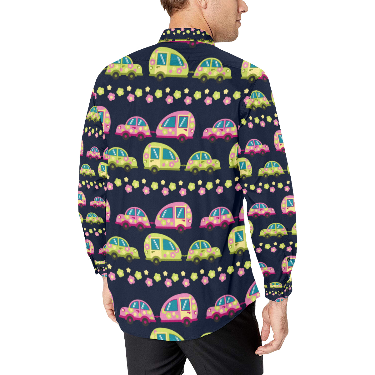 Camper Cute Camping Design No 3 Print Men's Long Sleeve Shirt