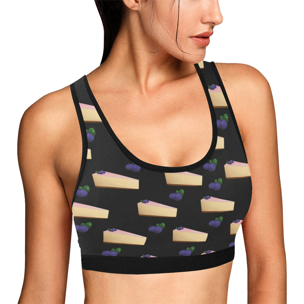 Cheesecake blueberry Pattern Print Design CK01 Sports Bra