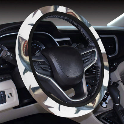 Great White Shark Pattern Print Design 03 Steering Wheel Cover with Elastic Edge