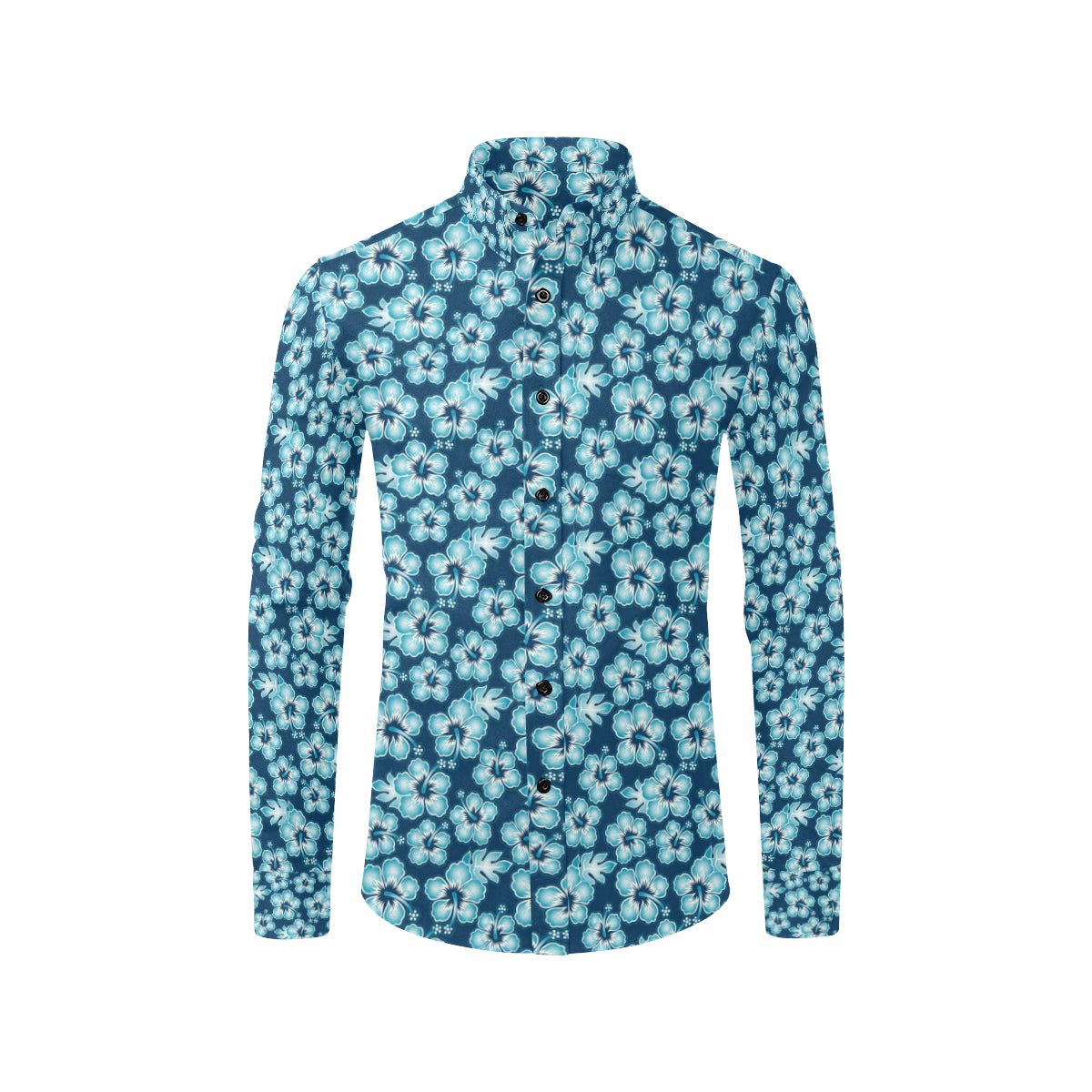 Hibiscus Flower Hawaiian Themed Men's Long Sleeve Shirt