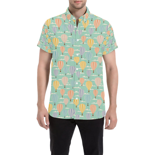 Ballon Pattern Print Design 01 Men's Short Sleeve Button Up Shirt