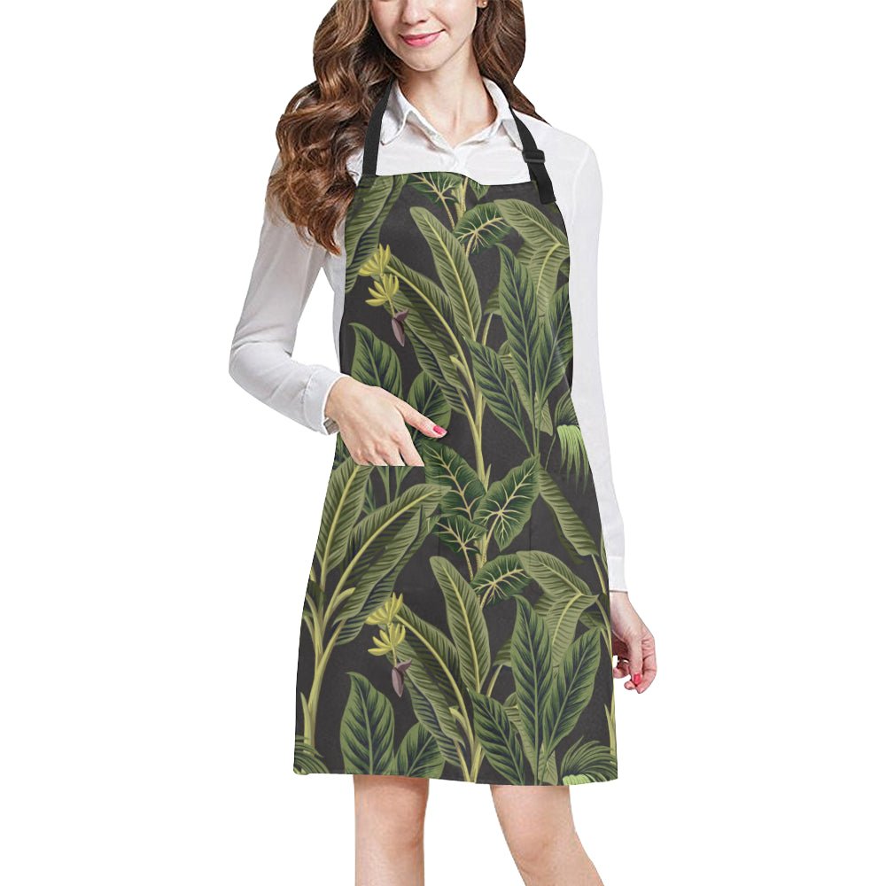 Banana Leaf Pattern Print Design BL04 Apron with Pocket