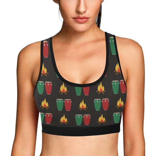 Conga Pattern Print Design 01 Sports Bra