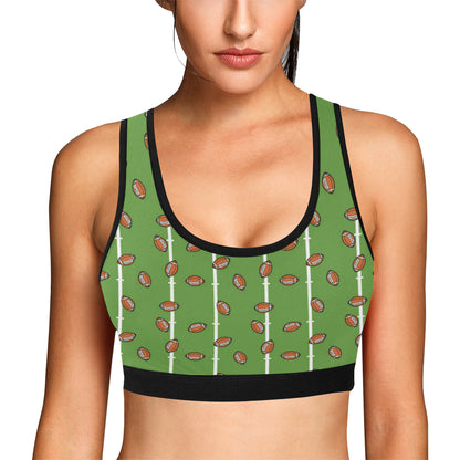 American Football on Field Themed Print Sports Bra