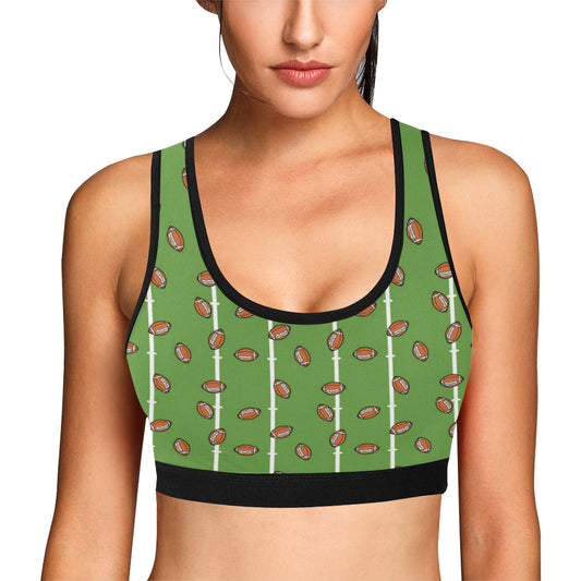 American Football on Field Themed Print Sports Bra