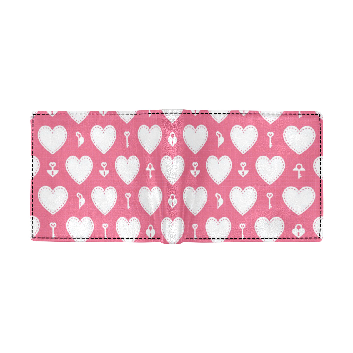 Heart Key Pattern Print Design HE09 Men's ID Card Wallet