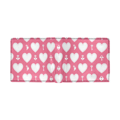 Heart Key Pattern Print Design HE09 Men's ID Card Wallet
