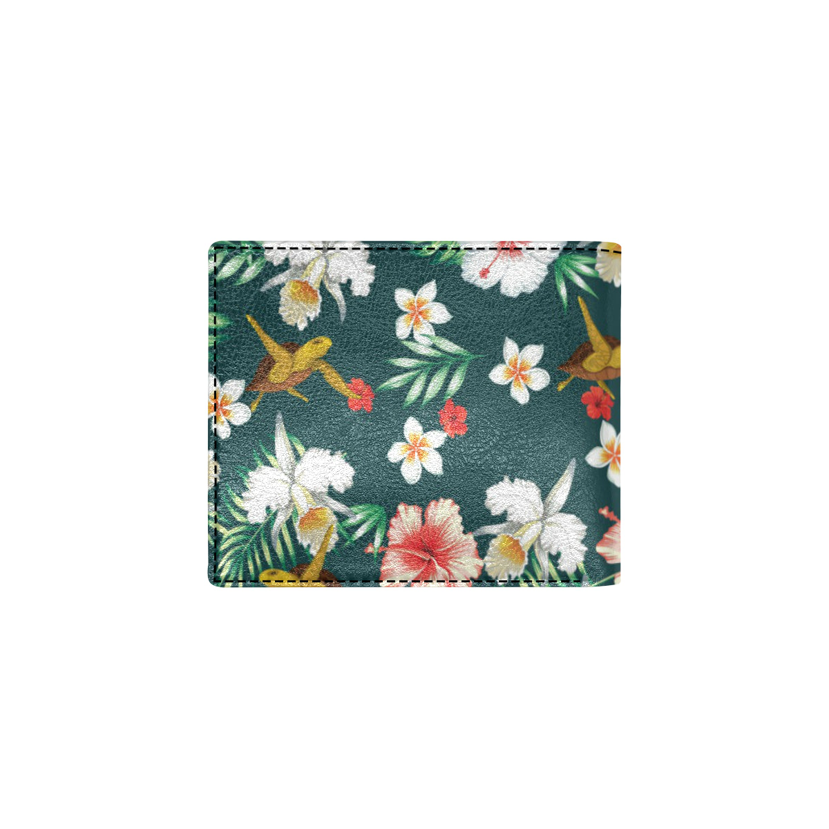 Hawaiian Flower Design with SeaTurtle Print Men's ID Card Wallet