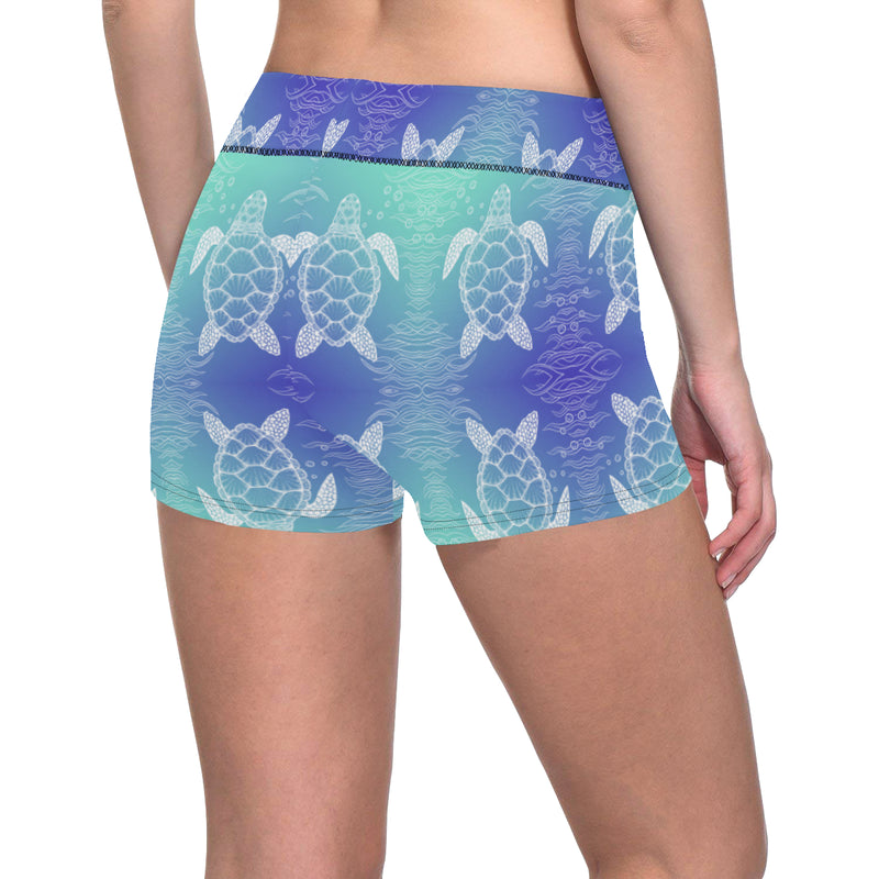 Sea Turtle Draw Yoga Shorts