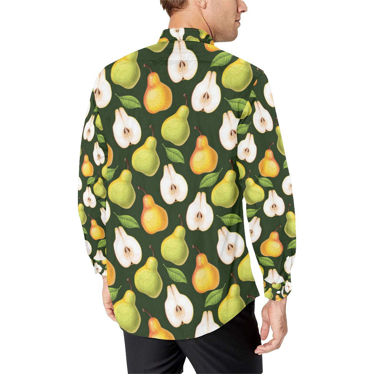 Pear Pattern Print Design PE06 Men's Long Sleeve Shirt