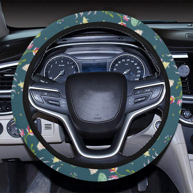 Llama with Cactus Design Print Steering Wheel Cover with Elastic Edge