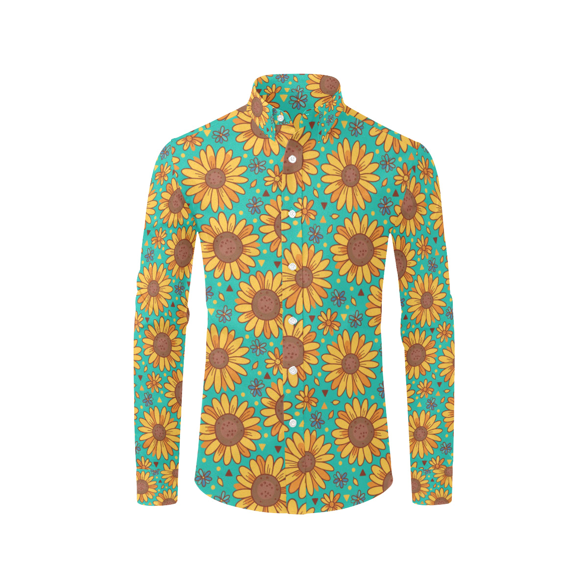 Sunflower Pattern Print Design SF013 Men's Long Sleeve Shirt