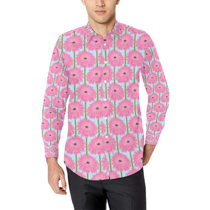 Gerberas Pattern Print Design GB01 Men's Long Sleeve Shirt