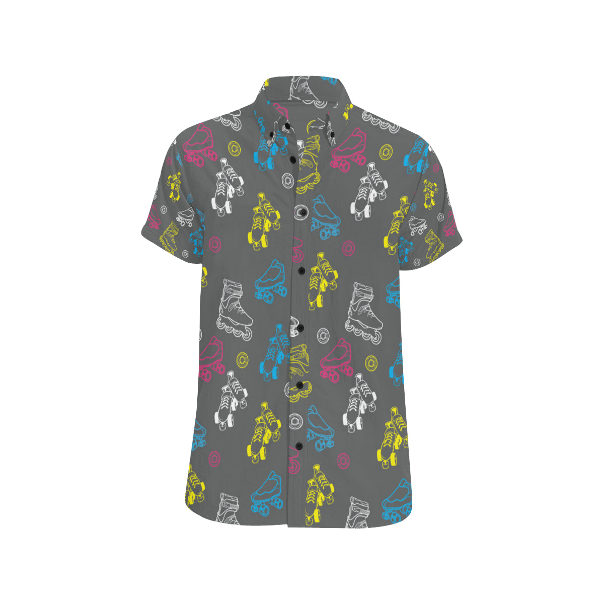Roller skate Pattern Print Design A02 Men's Short Sleeve Button Up Shirt