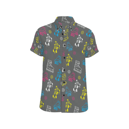 Roller skate Pattern Print Design A02 Men's Short Sleeve Button Up Shirt