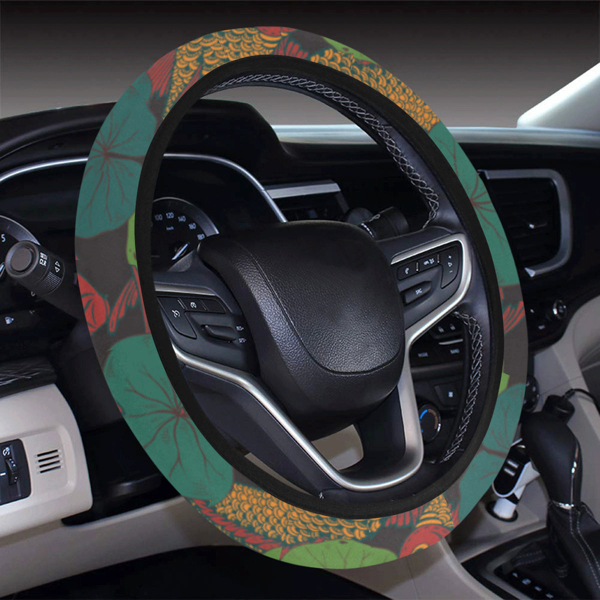 KOI Fish Pattern Print Design 01 Steering Wheel Cover with Elastic Edge