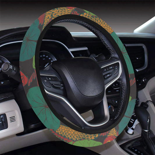 KOI Fish Pattern Print Design 01 Steering Wheel Cover with Elastic Edge