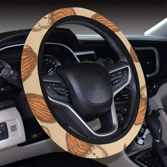 Almond Pattern Print Design 04 Steering Wheel Cover with Elastic Edge