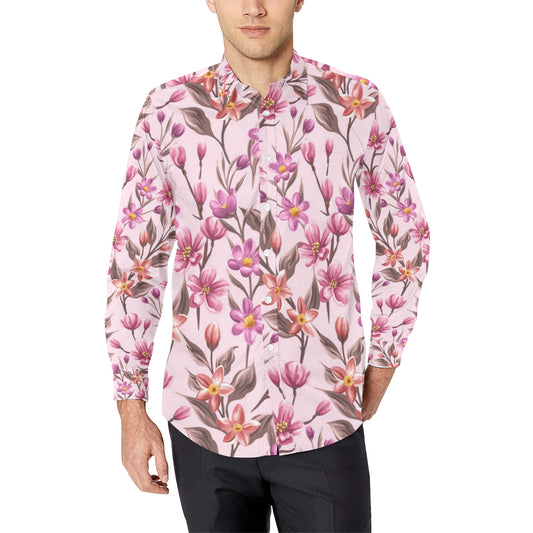 Summer Floral Pattern Print Design SF09 Men's Long Sleeve Shirt