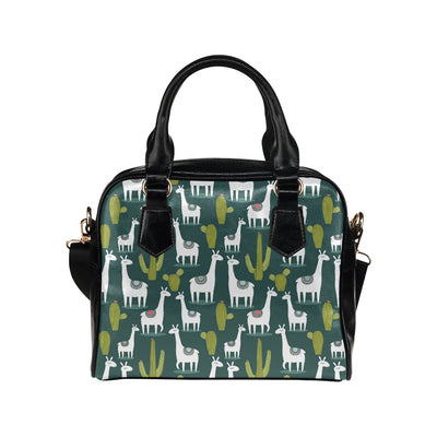 Llama Cactus Pattern Print Design 02 Shoulder Handbag