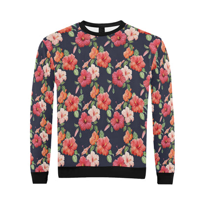 Tropical Flower Pattern Print Design TF020 Men Long Sleeve Sweatshirt
