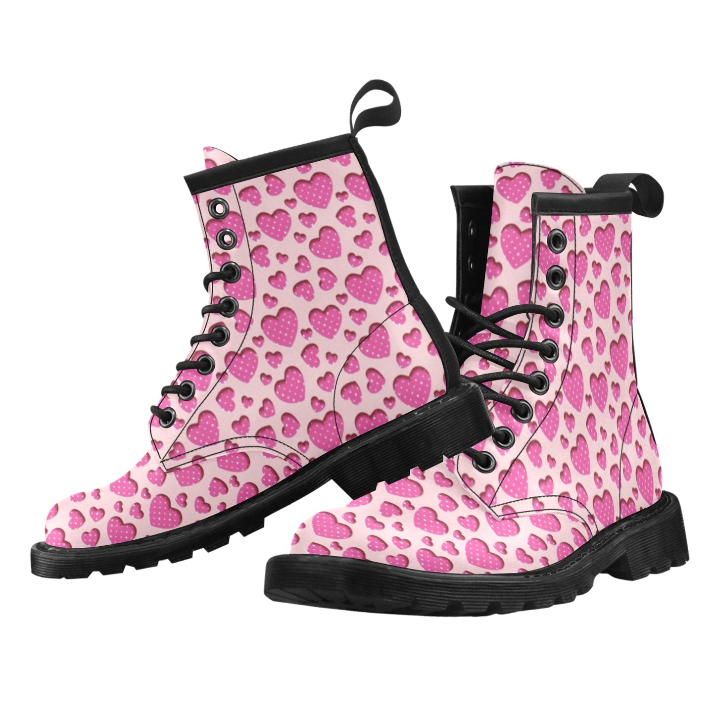 Heart Pink Pattern Print Design HE06 Women's Boots