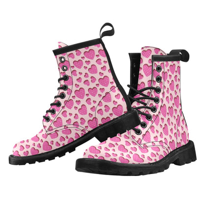 Heart Pink Pattern Print Design HE06 Women's Boots