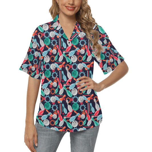 Bowling Pattern Print Design 08 Women's Hawaiian Shirt