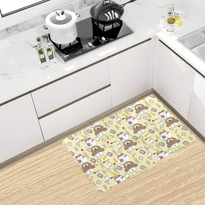 Nurse Bear Pattern Print Design A02 Kitchen Mat