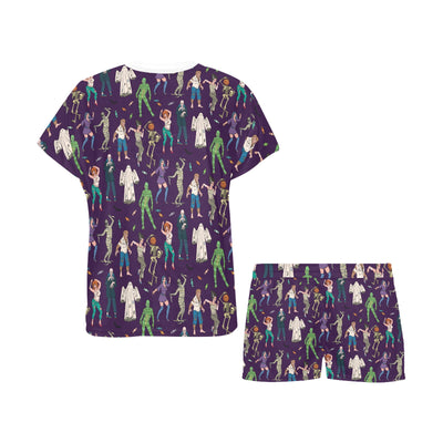 Creepy Zombie Print Design LKS302 Women's Short Pajama Set