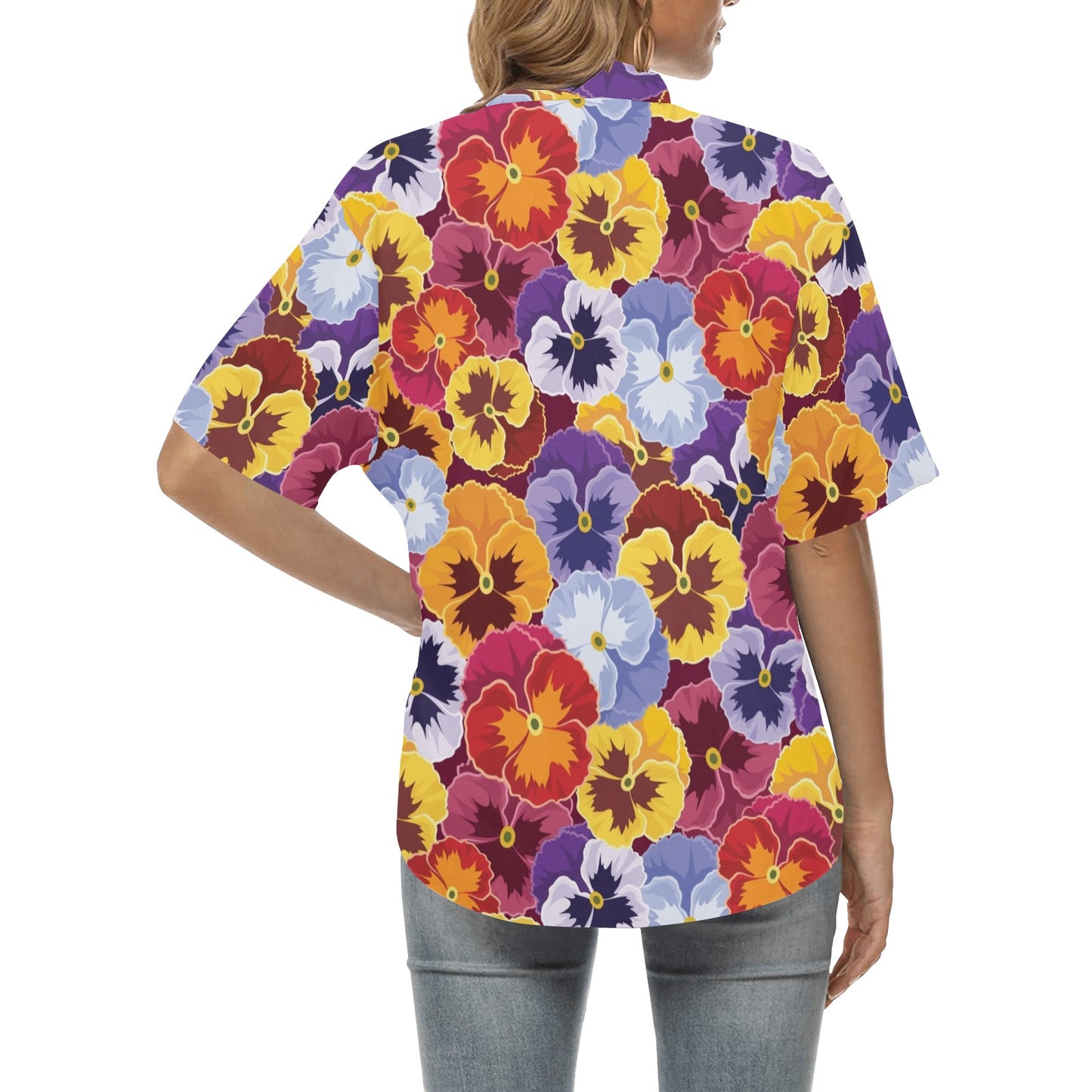 Pansy Pattern Print Design PS01 Women's Hawaiian Shirt