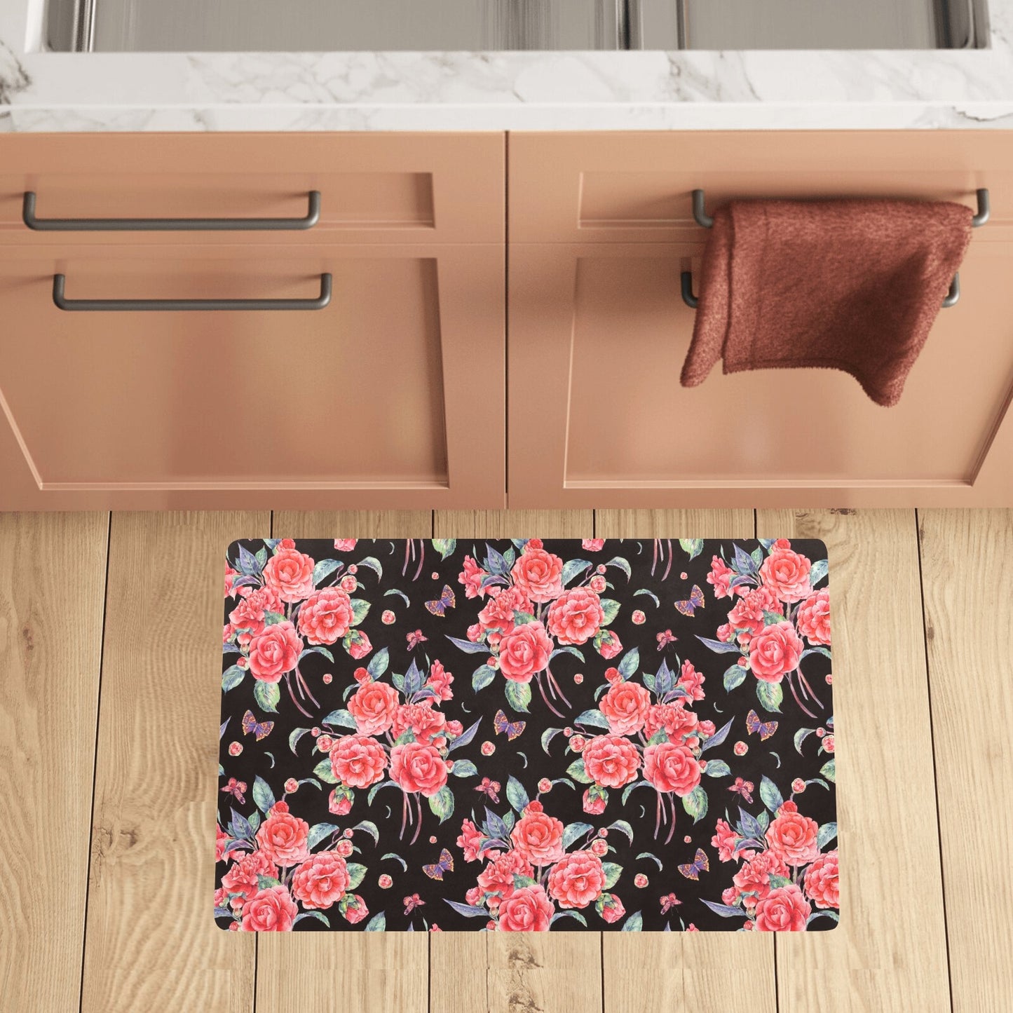 Camellia Pattern Print Design CM03 Kitchen Mat