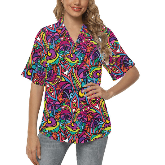 Trippy Print Design LKS302 Women's Hawaiian Shirt