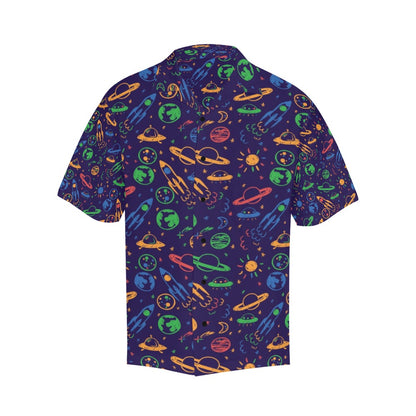 UFO Space Rocket Print Design LKS302 Men's Hawaiian Shirt