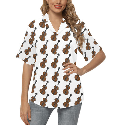 Violin Print Design LKS405 Women's Hawaiian Shirt