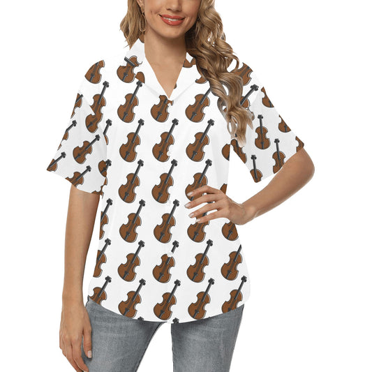 Violin Print Design LKS405 Women's Hawaiian Shirt