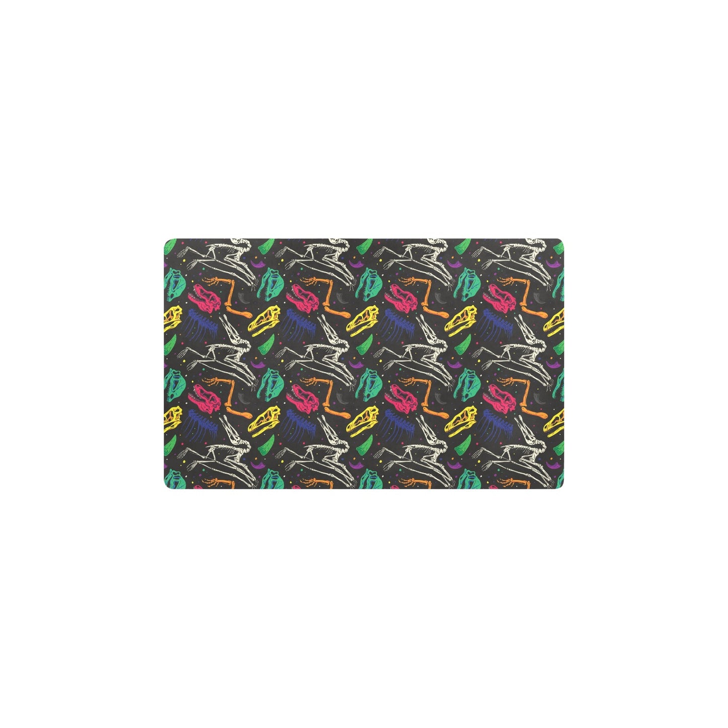 Dinosaur Skull Color Print Pattern Kitchen Mat