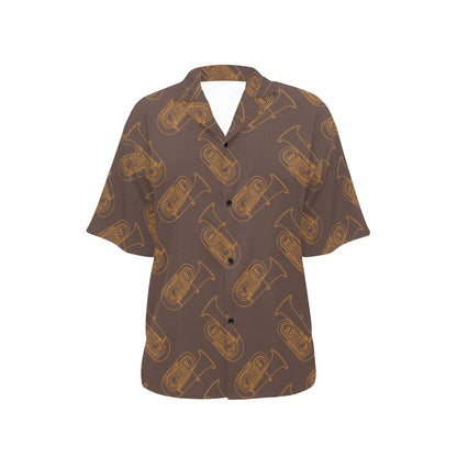 Tuba Pattern Print Design 02 Women's Hawaiian Shirt