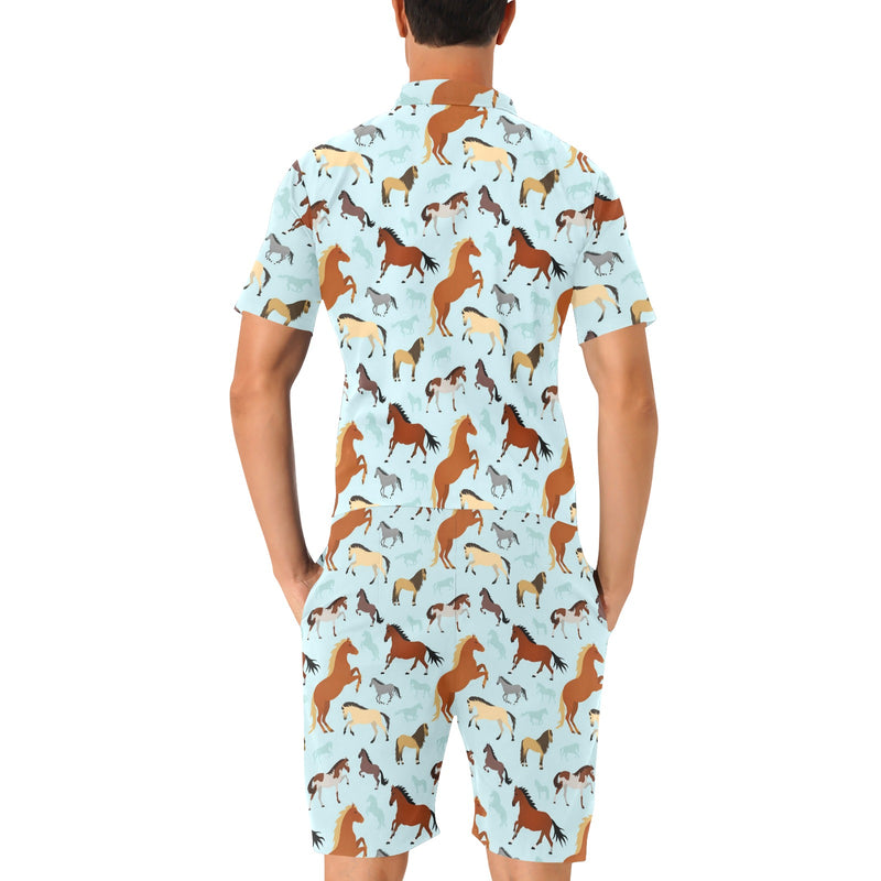 Horse Cute Themed Pattern Print Men's Romper