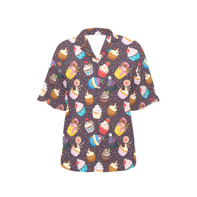 Cupcakes Heart Print Pattern Women's Hawaiian Shirt