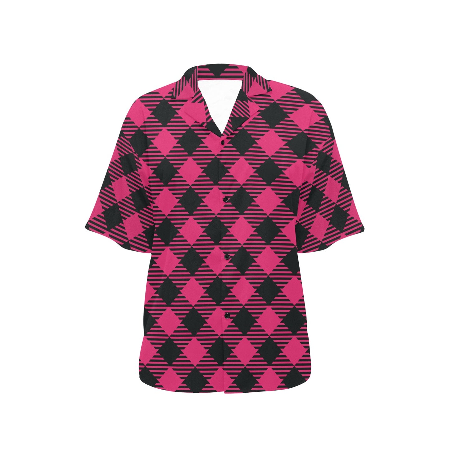 Buffalo check Pink Pattern Print Design 01 Women's Hawaiian Shirt