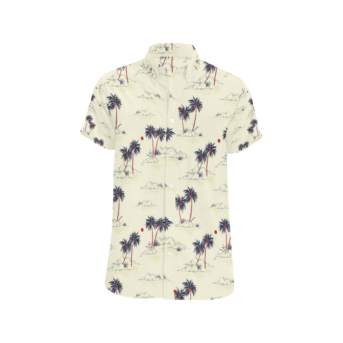 Palm Tree Pattern Print Design PT08 Men's Short Sleeve Button Up Shirt