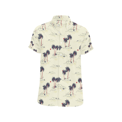 Palm Tree Pattern Print Design PT08 Men's Short Sleeve Button Up Shirt