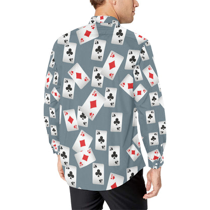 Poker Cards Pattern Print Design A05 Men's Long Sleeve Shirt