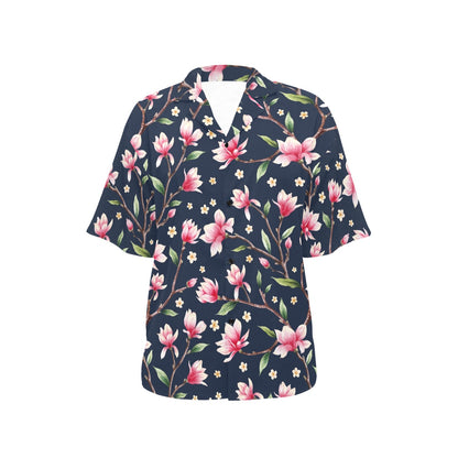 Magnolia Pattern Print Design MAG09 Women's Hawaiian Shirt