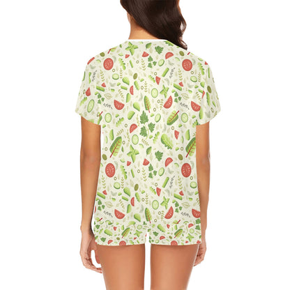Salad Vegetable Print Design LKS302 Women's Short Pajama Set